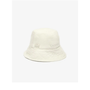 หมวกทรงบัคเก็ตลาคอสท์ ประดับโลโก้เเบรนด์ ผ้าคอตตอนเดนิม สีครีม